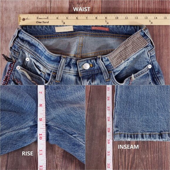 Anthropologie Pilcro Size 26 Slim Boyfriend Embroidered Patch Mid Rise Jeans - Picture 15 of 15